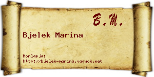 Bjelek Marina névjegykártya
